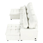 Canapé d'angle modulable en chenille surdimensionné de 279 cm avec lit gigogne, deux méridiennes de rangement et 2 ports USB