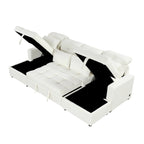 Canapé d'angle modulable en chenille surdimensionné de 279 cm avec lit gigogne, deux méridiennes de rangement et 2 ports USB