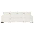 Canapé d'angle modulable en chenille surdimensionné de 279 cm avec lit gigogne, deux méridiennes de rangement et 2 ports USB