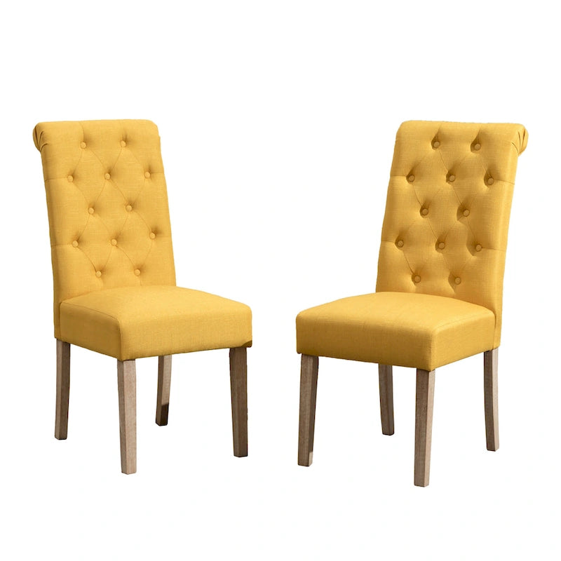 Chaises de salle à manger modernes avec dossier capitonné, assise rembourrée et pieds en bois massif