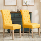 Chaises de salle à manger modernes avec dossier capitonné, assise rembourrée et pieds en bois massif