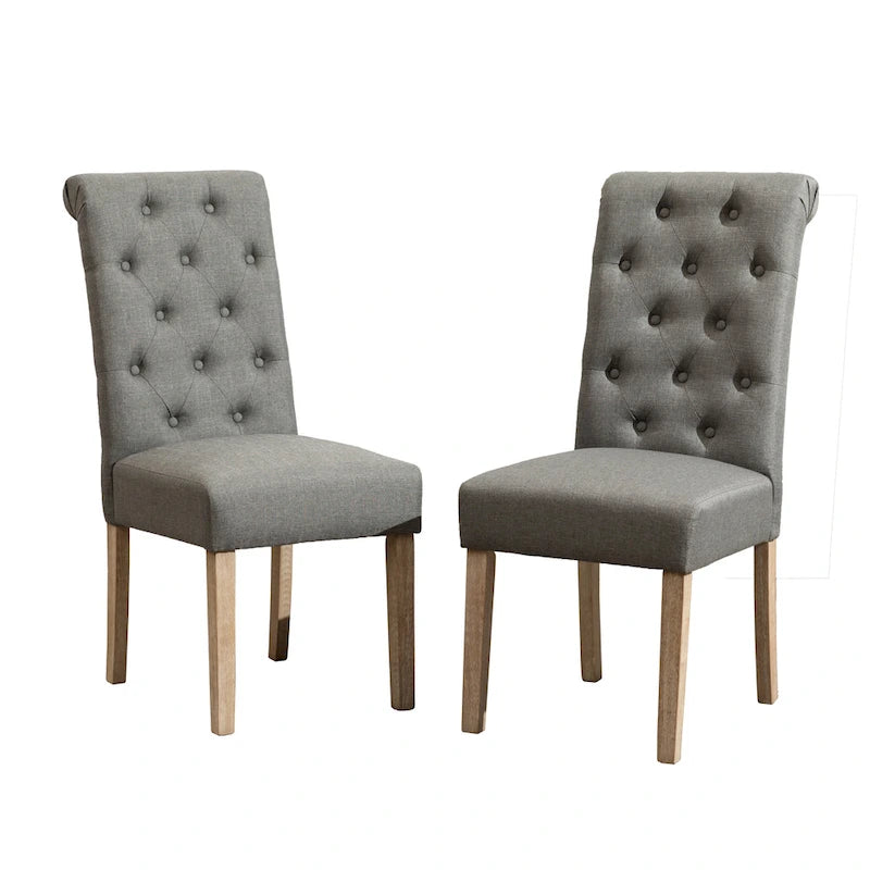 Chaises de salle à manger modernes avec dossier capitonné, assise rembourrée et pieds en bois massif