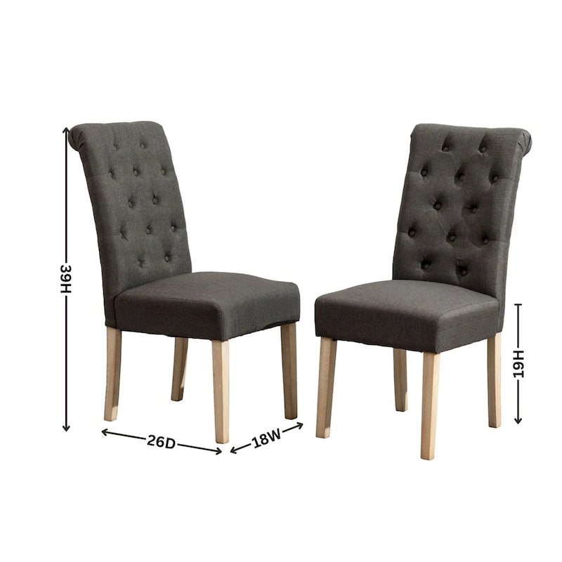 Chaises de salle à manger modernes avec dossier capitonné, assise rembourrée et pieds en bois massif