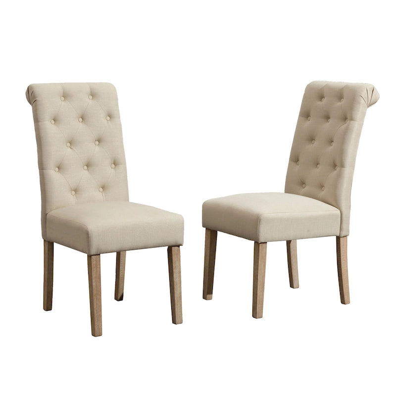 Chaises de salle à manger modernes avec dossier capitonné, assise rembourrée et pieds en bois massif