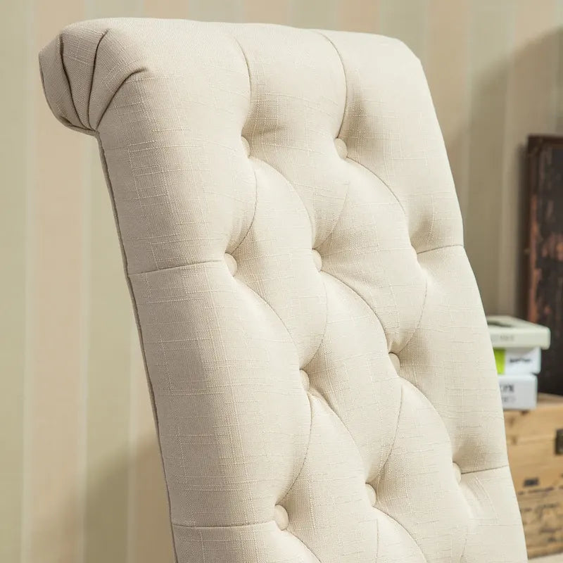 Chaises de salle à manger modernes avec dossier capitonné, assise rembourrée et pieds en bois massif