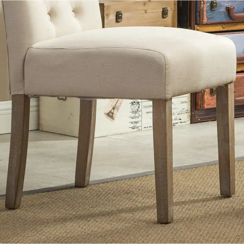 Chaises de salle à manger modernes avec dossier capitonné, assise rembourrée et pieds en bois massif
