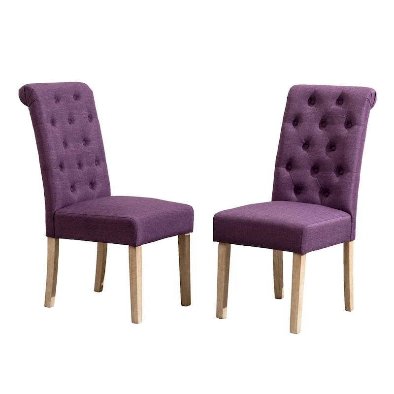 Chaises de salle à manger modernes avec dossier capitonné, assise rembourrée et pieds en bois massif
