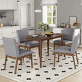 Ensemble table à manger et 4 chaises, Meubles de cuisine en bois avec table rectangulaire et 4 chaises rembourrées