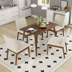 Ensemble table à manger et 4 chaises, Meubles de cuisine en bois avec table rectangulaire et 4 chaises rembourrées