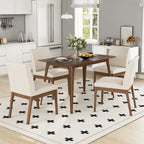 Ensemble table à manger et 4 chaises, Meubles de cuisine en bois avec table rectangulaire et 4 chaises rembourrées