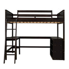 Lit mezzanine pleine grandeur avec étagères et bureau, lit mezzanine en bois avec bureau