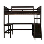 Lit mezzanine pleine grandeur avec étagères et bureau, lit mezzanine en bois avec bureau