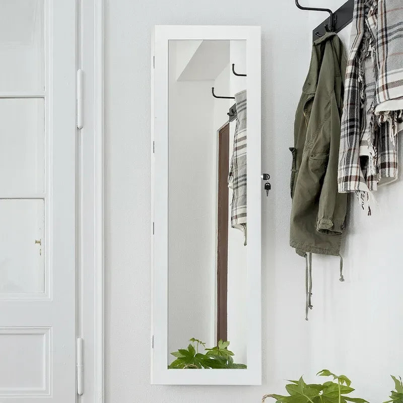 Armoire à bijoux murale avec miroir et lumières LED