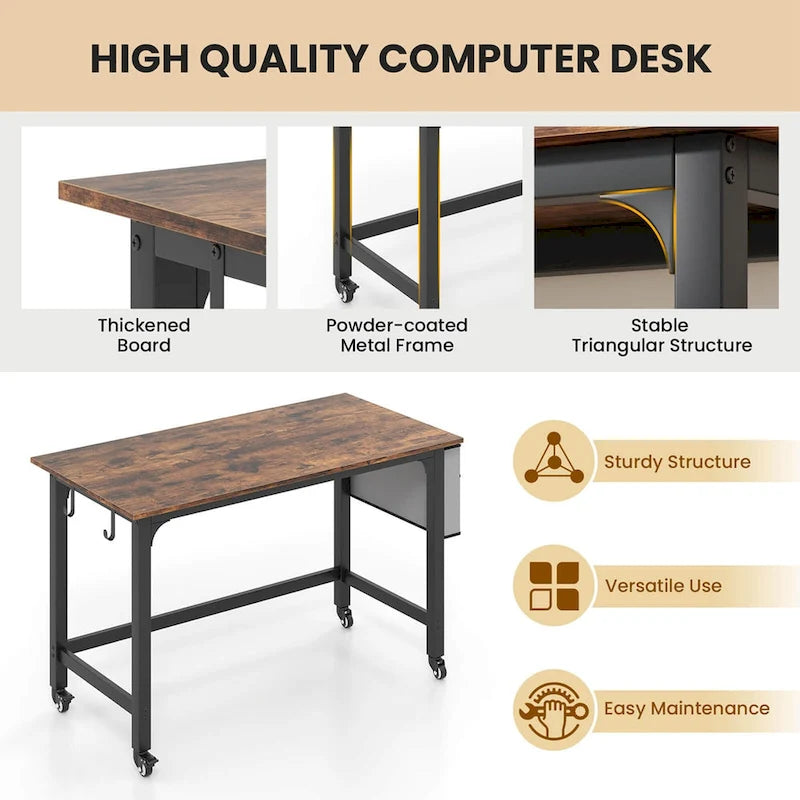 1/2/4 PCS Bureau informatique roulant Cadre métallique Table PC portable