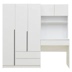 Armoire 3-en-1 avec Coiffeuse, Armoire de Chambre avec 2 Tiroirs, Bureau de Rangement à 3 Portes