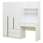 Armoire 3-en-1 avec Coiffeuse, Armoire de Chambre avec 2 Tiroirs, Bureau de Rangement à 3 Portes