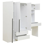 Armoire 3-en-1 avec Coiffeuse, Armoire de Chambre avec 2 Tiroirs, Bureau de Rangement à 3 Portes