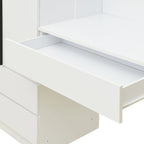 Armoire 3-en-1 avec Coiffeuse, Armoire de Chambre avec 2 Tiroirs, Bureau de Rangement à 3 Portes