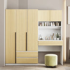 Armoire 3-en-1 avec Coiffeuse, Armoire de Chambre avec 2 Tiroirs, Bureau de Rangement à 3 Portes
