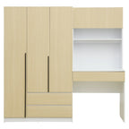 Armoire 3-en-1 avec Coiffeuse, Armoire de Chambre avec 2 Tiroirs, Bureau de Rangement à 3 Portes