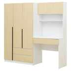 Armoire 3-en-1 avec Coiffeuse, Armoire de Chambre avec 2 Tiroirs, Bureau de Rangement à 3 Portes