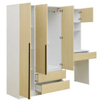 Armoire 3-en-1 avec Coiffeuse, Armoire de Chambre avec 2 Tiroirs, Bureau de Rangement à 3 Portes