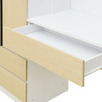 Armoire 3-en-1 avec Coiffeuse, Armoire de Chambre avec 2 Tiroirs, Bureau de Rangement à 3 Portes