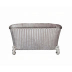 Causeuse, 5 coussins, tissu ivoire capitonné, volutes, blanc, 76 pouces