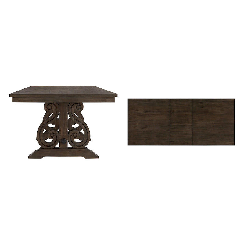 Table à manger extensible en bois - Marron