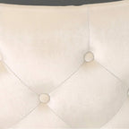 Table basse pouf en velours glamour et verre trempé