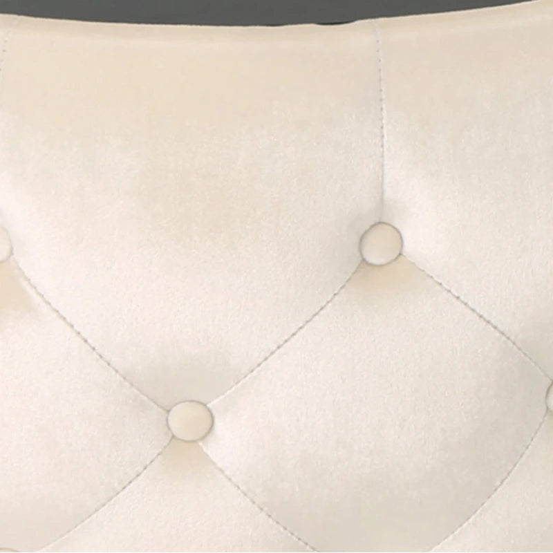 Table basse pouf en velours glamour et verre trempé