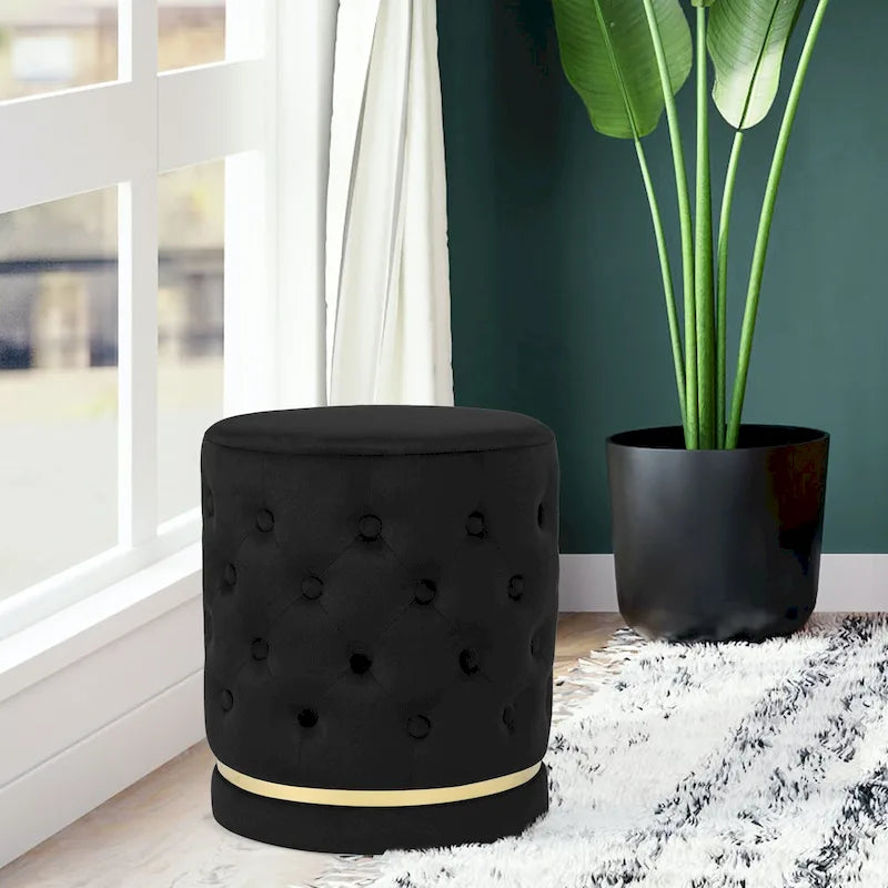 Pouf rond capitonné