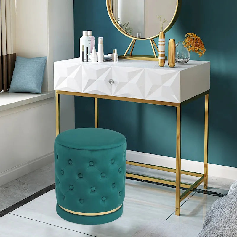Pouf rond capitonné