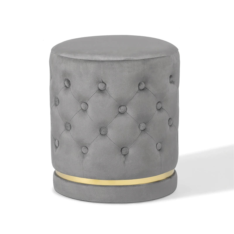 Pouf rond capitonné
