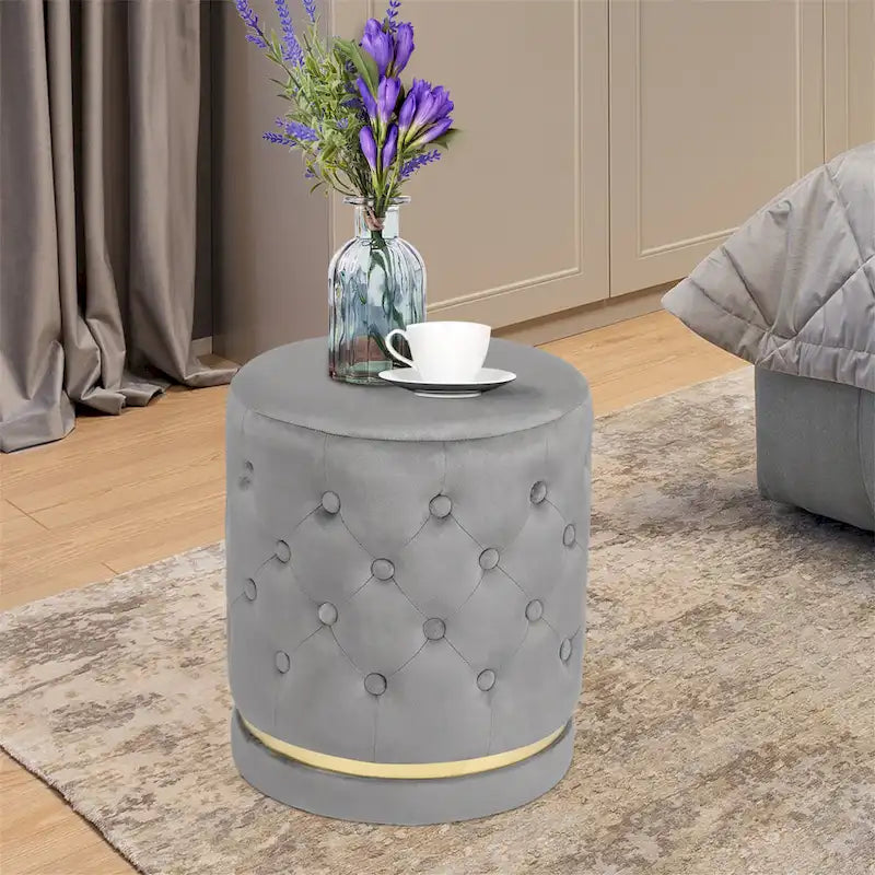 Pouf rond capitonné