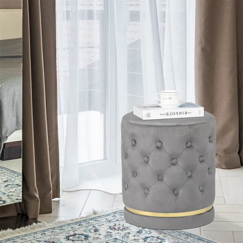 Pouf rond capitonné