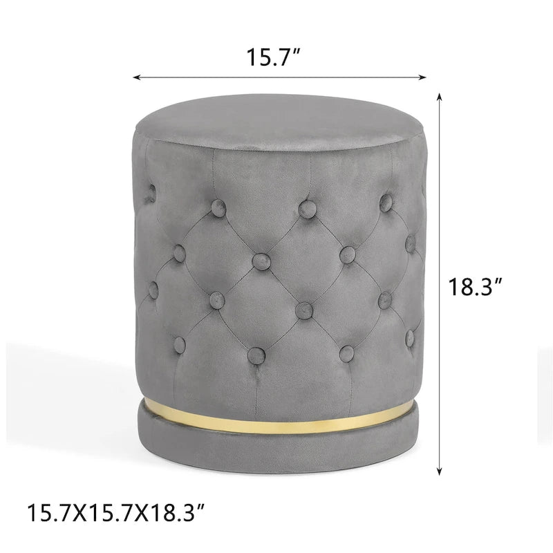 Pouf rond capitonné