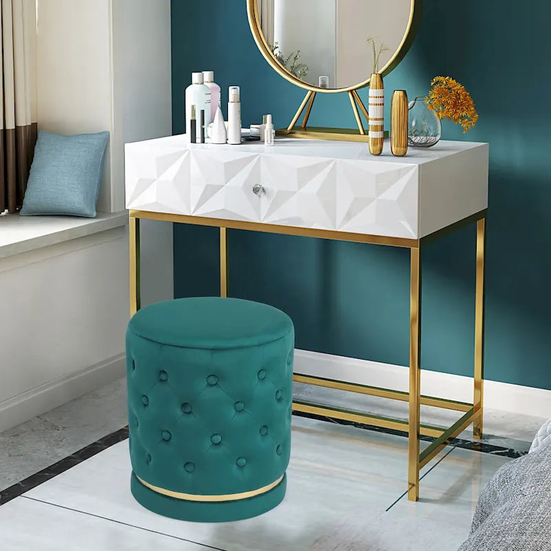 Pouf rond capitonné