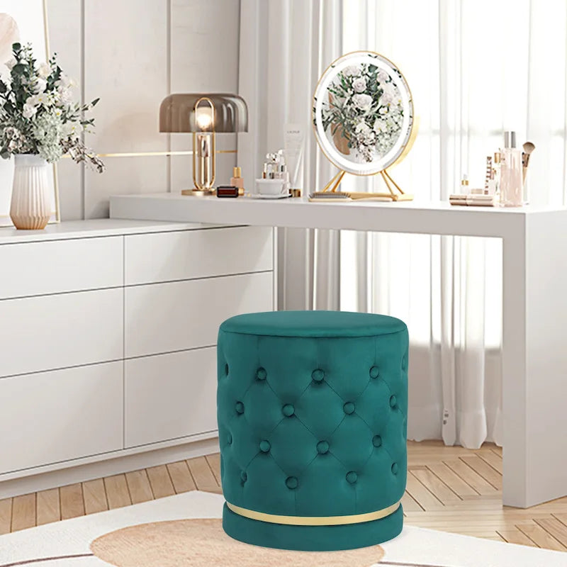Pouf rond capitonné