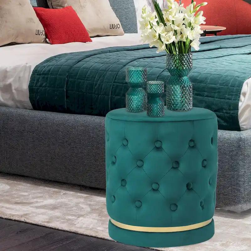 Pouf rond capitonné