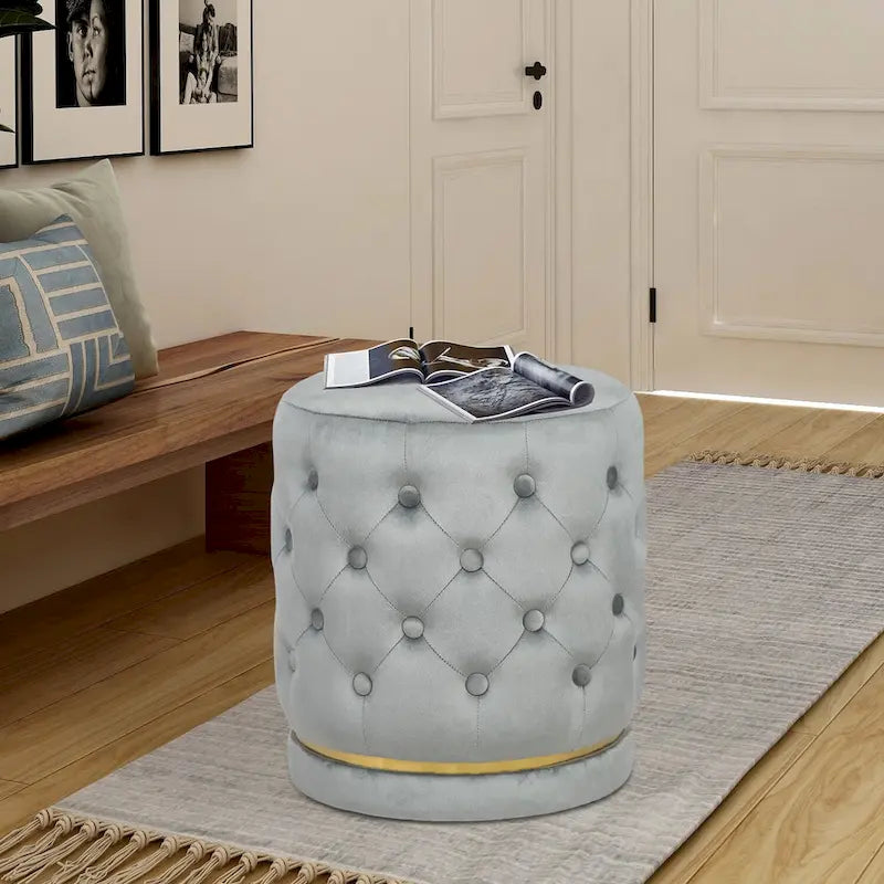 Pouf rond capitonné