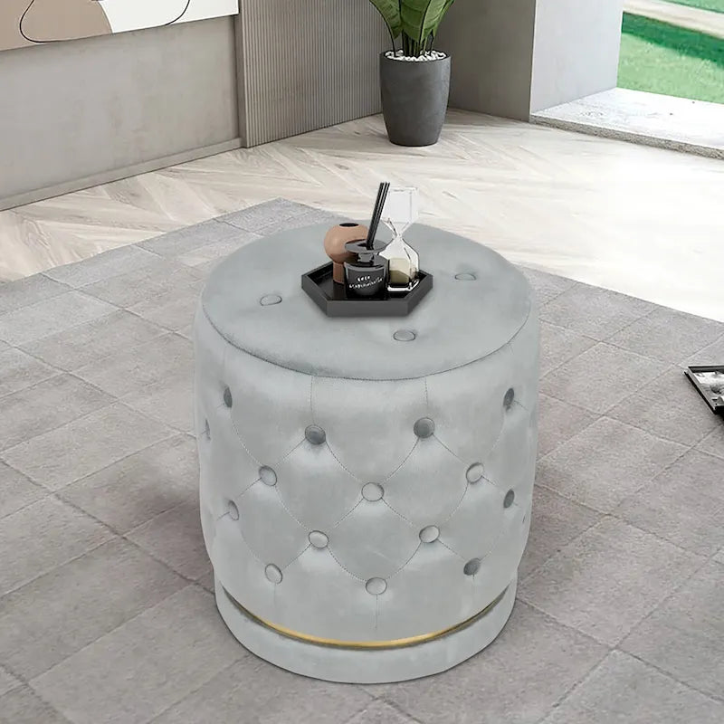 Pouf rond capitonné