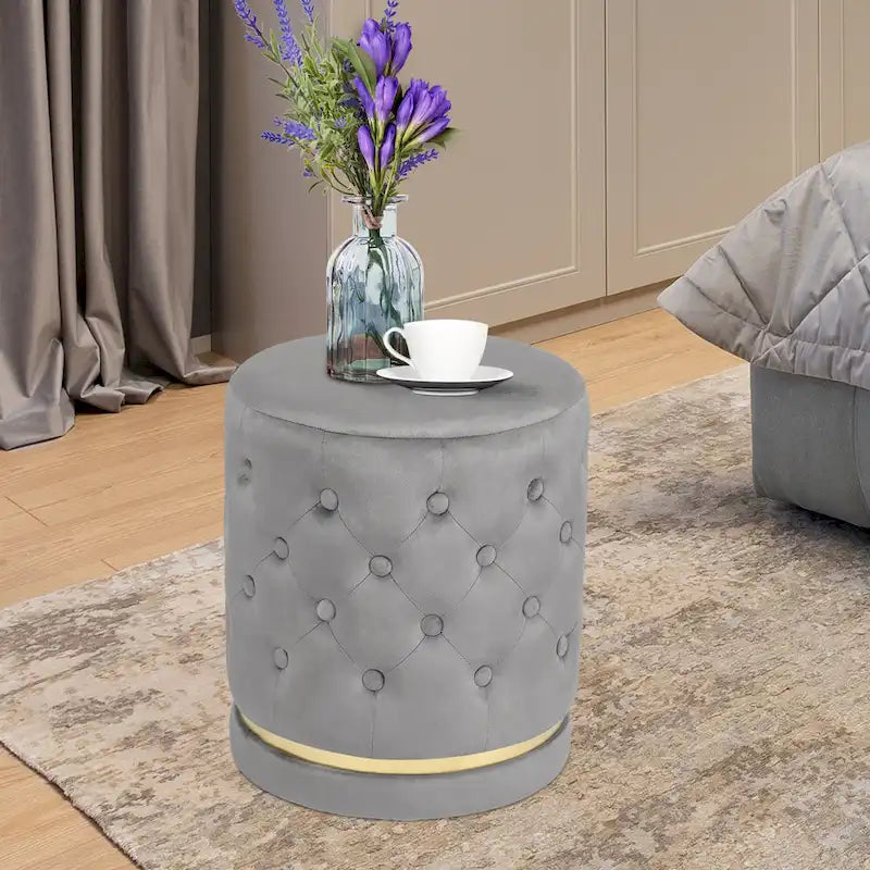 Pouf rond capitonné