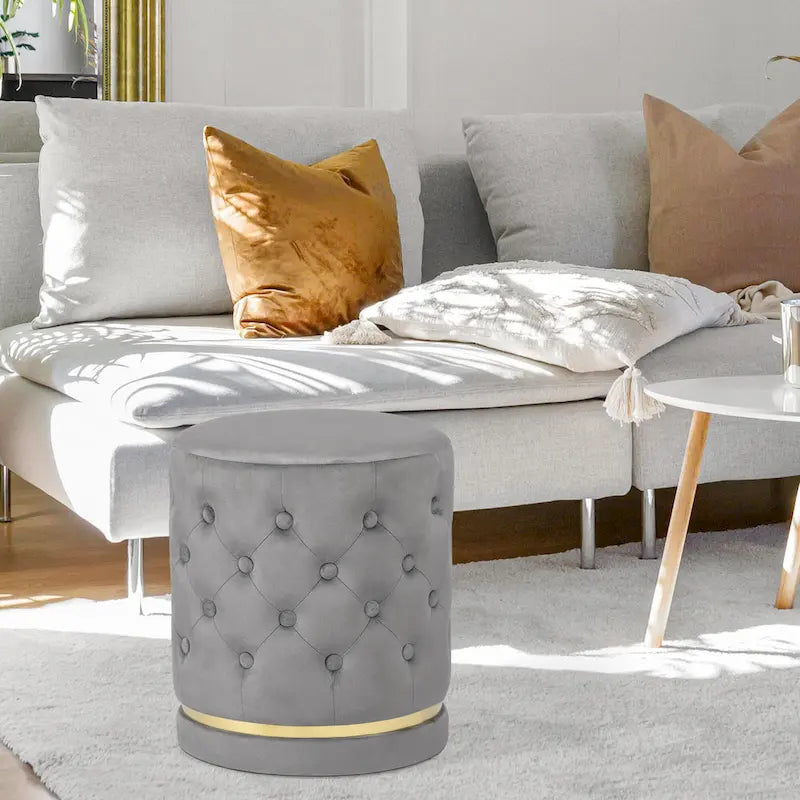 Pouf rond capitonné