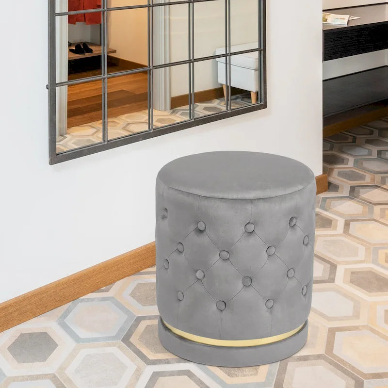 Pouf rond capitonné