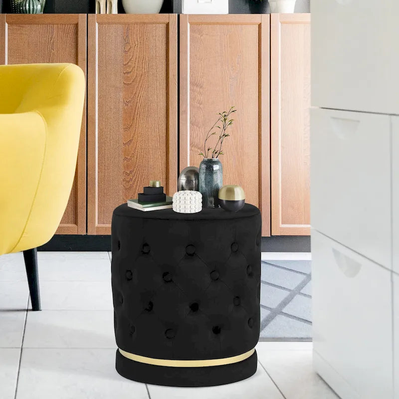 Pouf rond capitonné