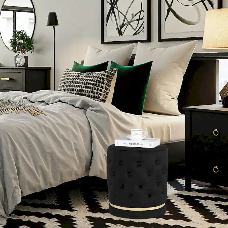 Pouf rond capitonné