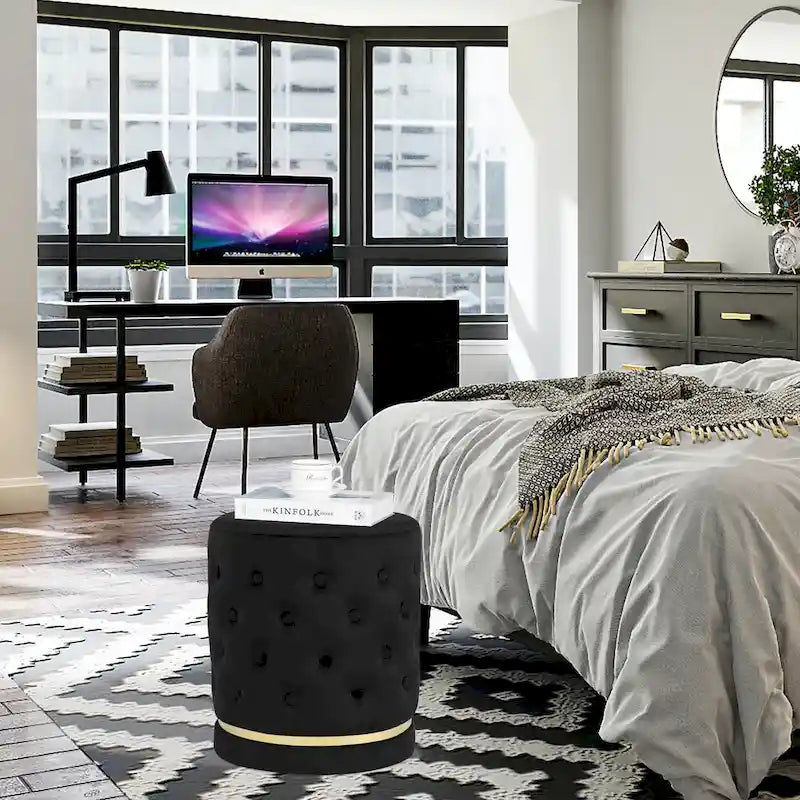 Pouf rond capitonné