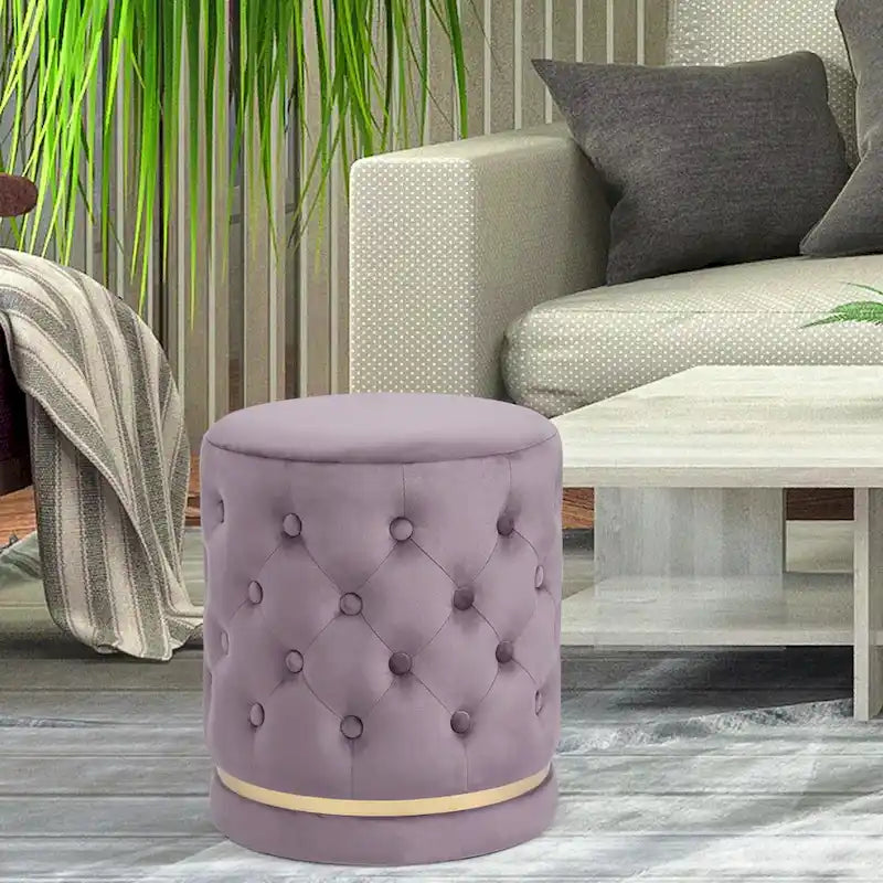 Pouf rond capitonné