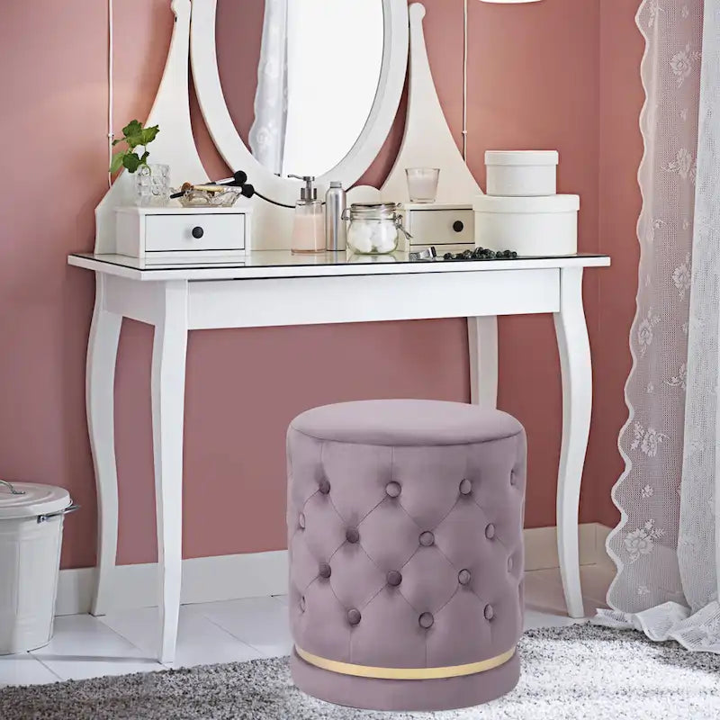 Pouf rond capitonné